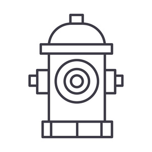 消火栓矢量线图标, 标志, 插图背景,可编辑笔触照片