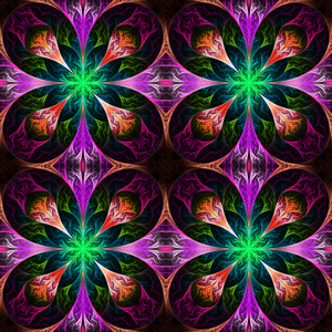 图案由四个分形黑色 紫色和绿色。计算机