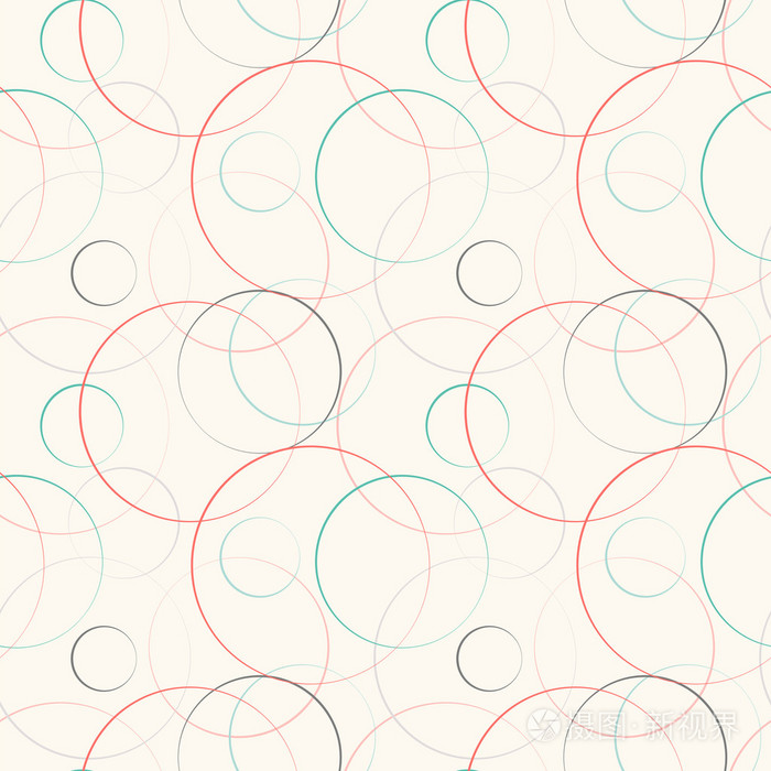 抽象的几何线条和圆无缝图案.矢量