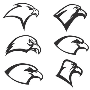 孤立在白色背景上的鹰头图标集.矢量 des照片