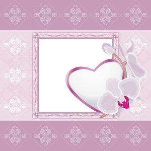 心与盛开的兰花轻型紫罗兰色装饰框架