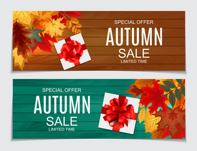 秋天的落叶与抽象矢量图秋天出售背景
