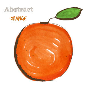 在素描和水彩画的混合风格的抽象橙色.写意画照片