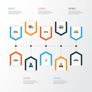 汽车多彩大纲图标设置。洗涤 范 体育和其他元素的集合。此外包括符号，例如汽车 公交车 速度