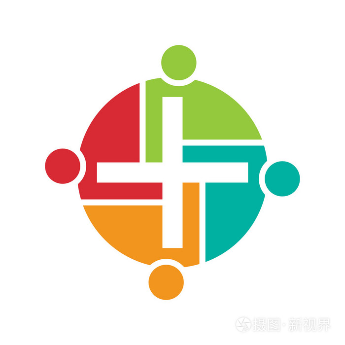 团队协作组会议标志的4人