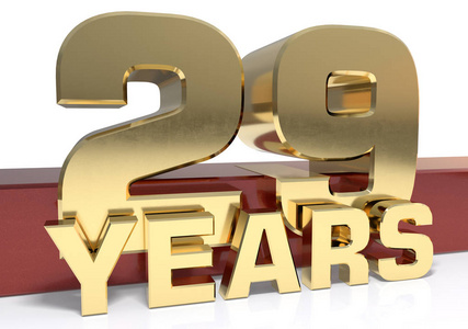 3d illustrati生日快乐数字 29, 贺卡二十九年在有趣的艺术风格与蛋糕