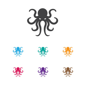 保费质量孤立的触手元素在时尚平面样式插画