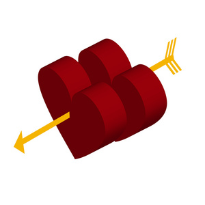 一颗心，一支箭，情人节的象征被刺穿的插图