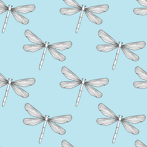 蜻蜓蓝色无缝模式