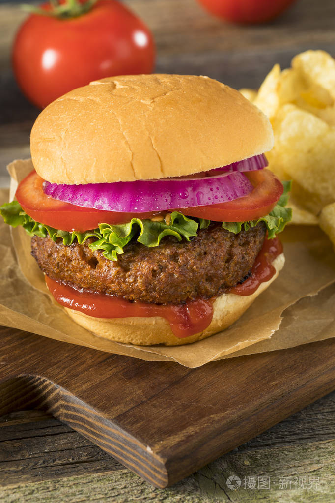 健康的素食素食肉免费汉堡