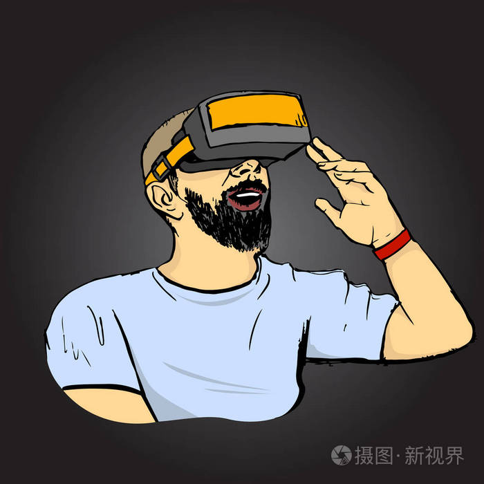 在vr 眼镜的男人插画-正版商用图片0ux1lh-摄图新视界