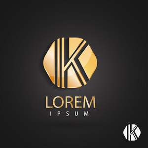 金色的 logo 设计,字母 k.创意金属矢量图标.时髦的经营元素照片