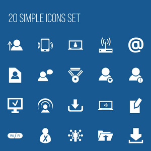 20 可编辑互联网图标集。包括符号奖牌 帐户 技能等。可用于 Web 移动 Ui 和数据图表设计