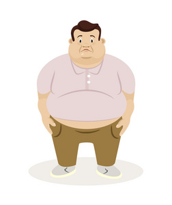胖男人.矢量平面插画照片