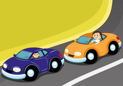 两辆车在路上照片