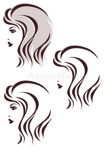 发型阶梯图标，女人脸