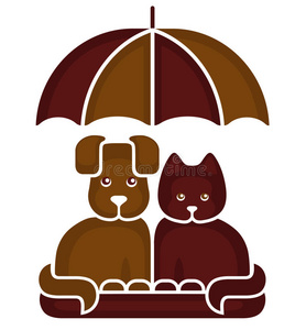 伞下的猫和狗