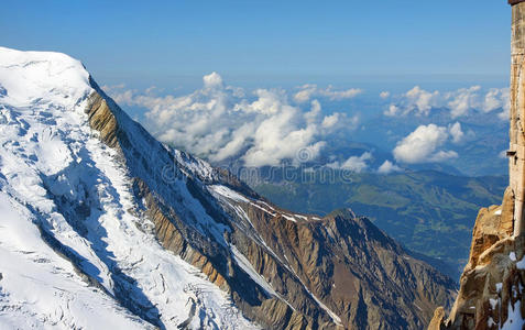 瑞士阿尔卑斯山陡峭的雪山