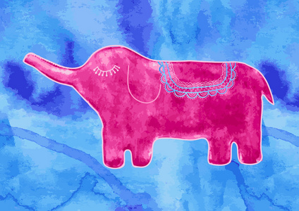 抽象的水彩画大象