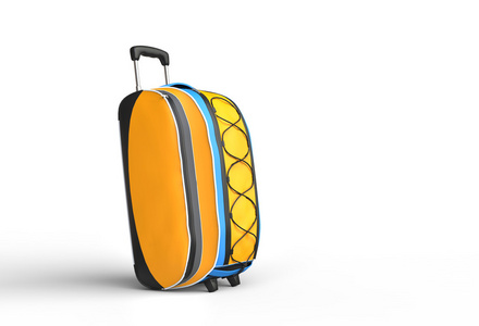 橙色的行李旅行箱侧视图