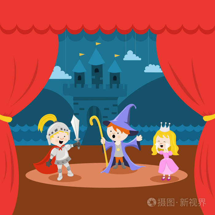 矢量图的孩子们的剧院