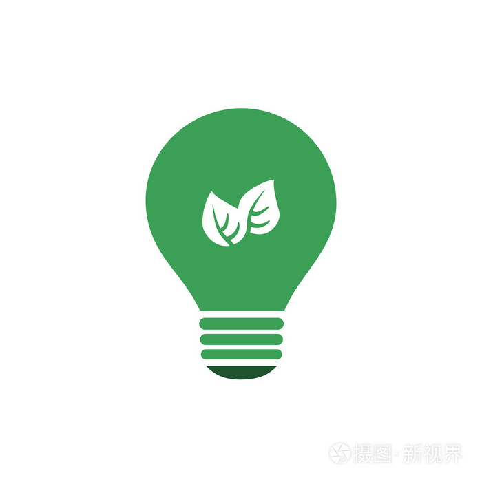 绿色生态能源概念图标-内发光的灯泡厂
