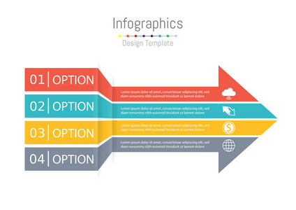 箭头的信息图表模板。矢量与营销图标业务图表的布局和设计元素