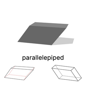 平行六面体。几何形状。白色背景上的孤立。V