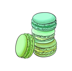 抹茶矢量草图手绘通心粉照片