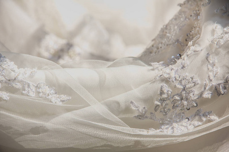 新娘礼服面料和漂亮的刺绣 weddi 的详细信息