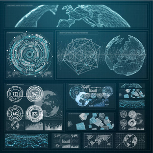 3d 渲染数字图表和图形全息屏幕