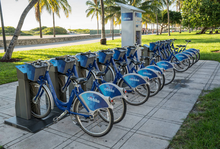花旗自行车站沿迈阿密海滩，佛罗里达州