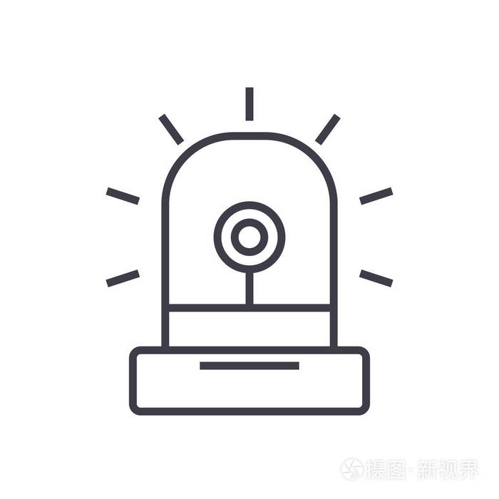 报警, 光, 行业矢量线图标, 标志, 插图背景,可编辑笔触插画-正版商用
