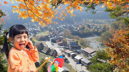 秋天的白川乡和五崮山 J 历史村庄