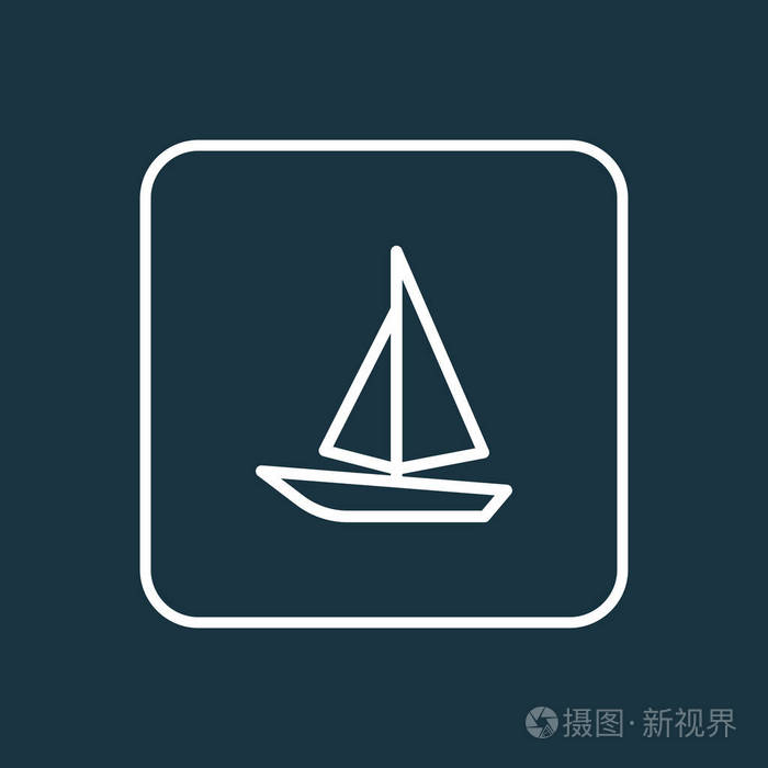 帆的船大纲符号.保费质量孤立的船元素在时尚风格