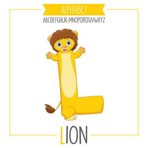 插图的字母表字母 l 和狮子
