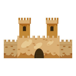 城堡建筑图标，卡通风格
