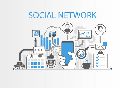社会网络作为背景矢量图的概念