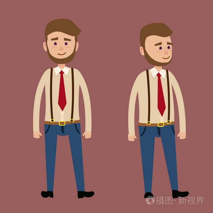 大胡子男主人公在红色领带图