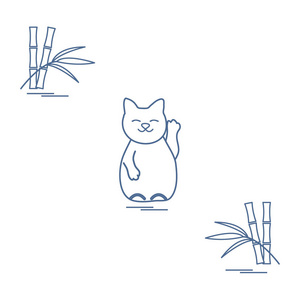 日本招财猫招的程式化的图标图片