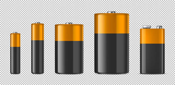 矢量现实碱性batteriy 图标集 不同大小 a C D Pp3 设计模板为品牌 样机 白色背景 上孤立的特写插画 正版商用图片0v5wca 摄图新视界