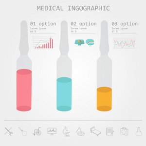 医疗和卫生保健的信息图表，用于创建 infogr 的元素