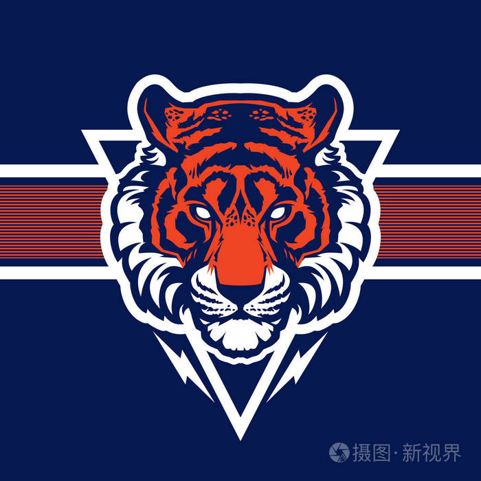 虎头的吉祥物伟大的体育标志与球队吉祥物