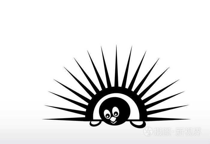 抽象的剪影中有趣的刺猬用针为您设计素描