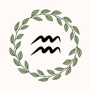 手绘图平面水瓶座符号图片