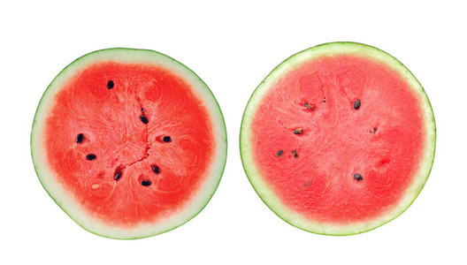 一半的西瓜上白色隔离照片