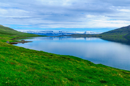 农村和沿 Seydisfjordur 峡湾景观