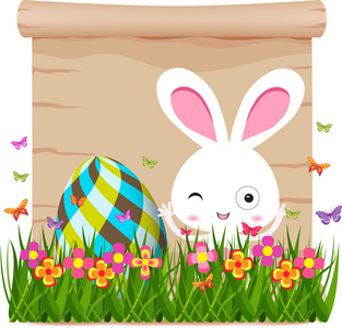 复活节彩蛋和兔子的春天