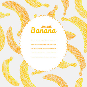 文本框架。无休止的香蕉纹理，重复水果背景