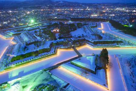 五棱郭黄昏在北海道函馆市图片